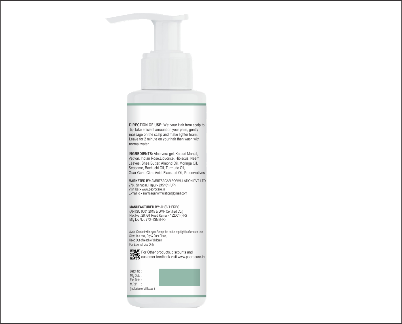 Psoro Care Premium Herbal Shampoo 100ml - Image 2