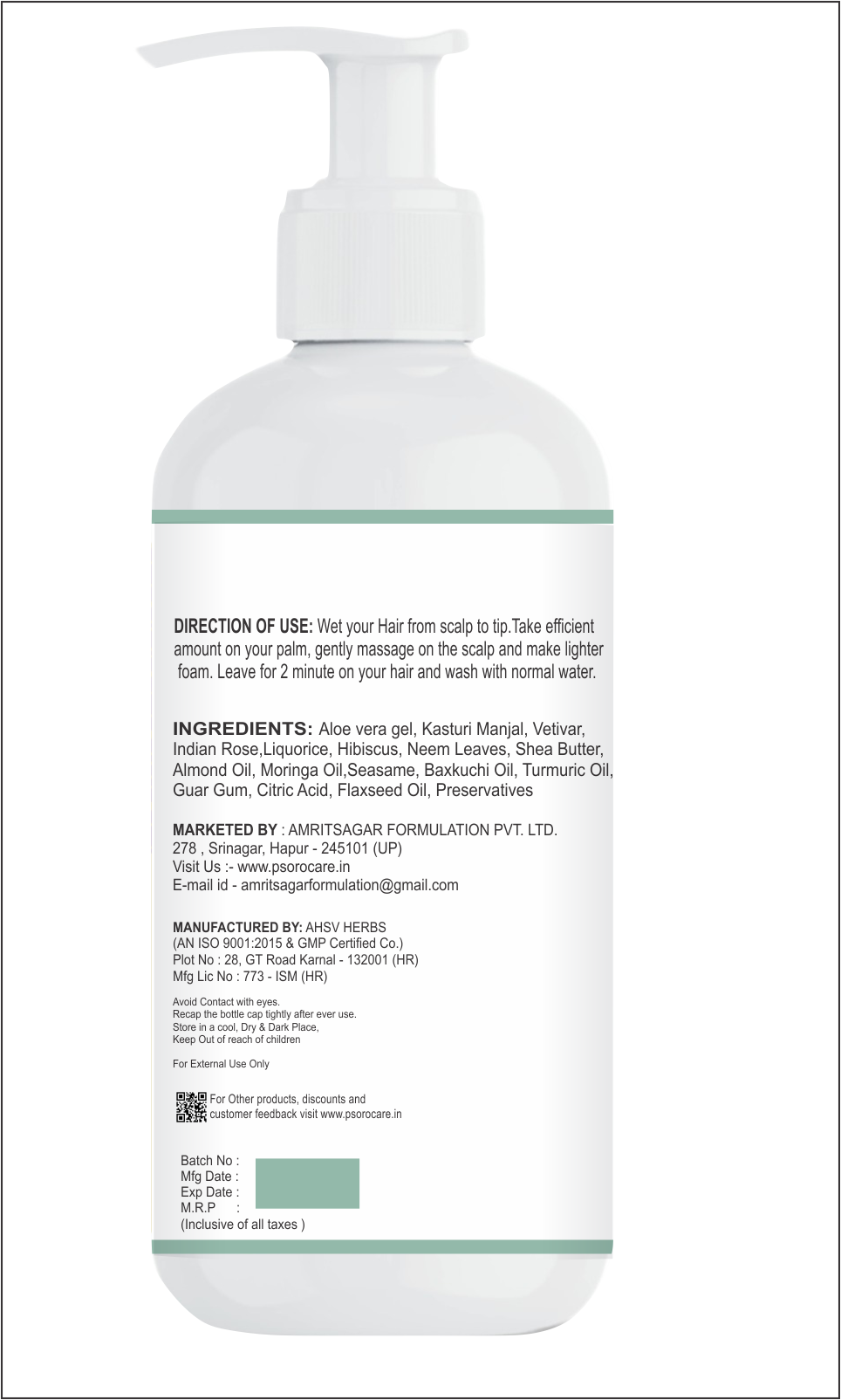 Psoro Care Premium Herbal Shampoo 300ml - Image 2